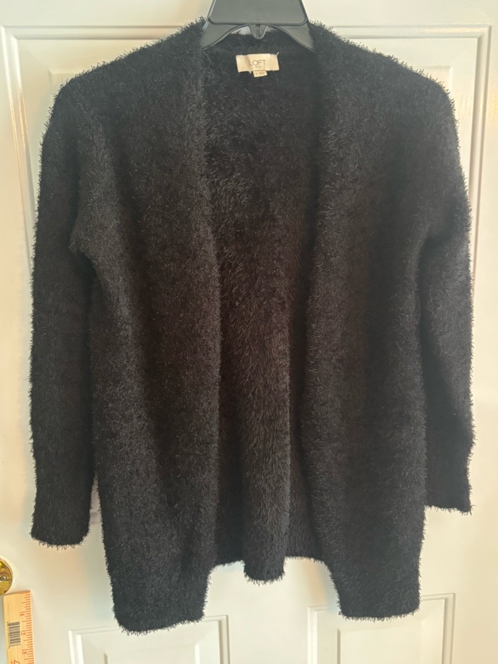 LOFT Outlet Black Eyelash Knit Cardigan Small Open Front Cozy Soft